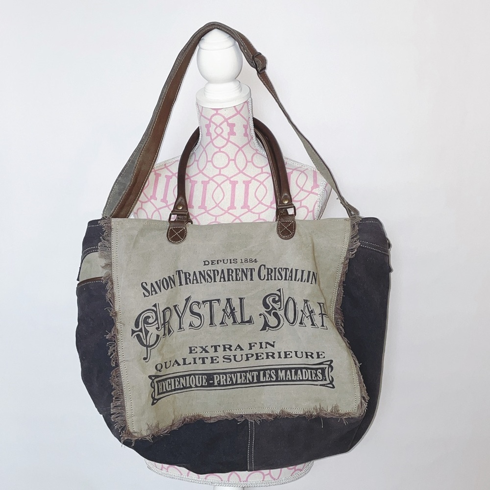 Large Myra Weekender Leather & Canvas Bag